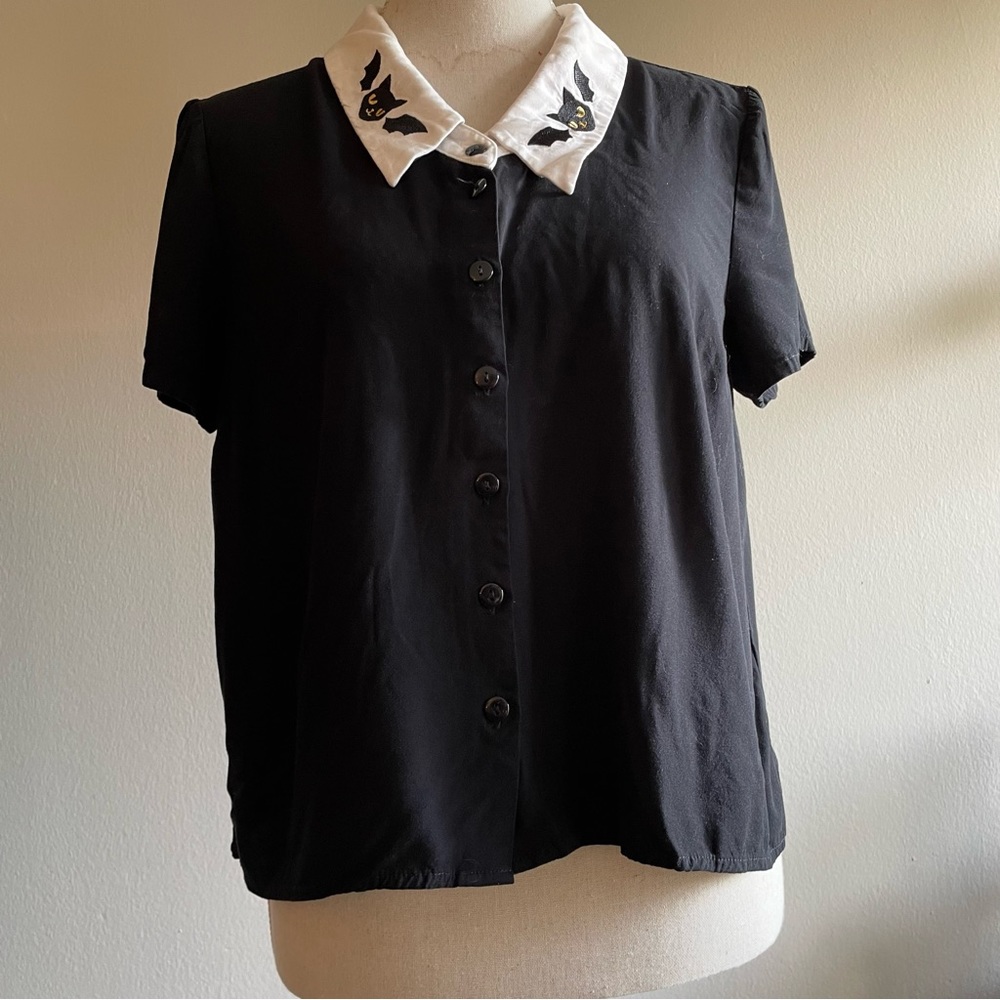 ModCloth X Dangerfield Blouse with Bat embroidery